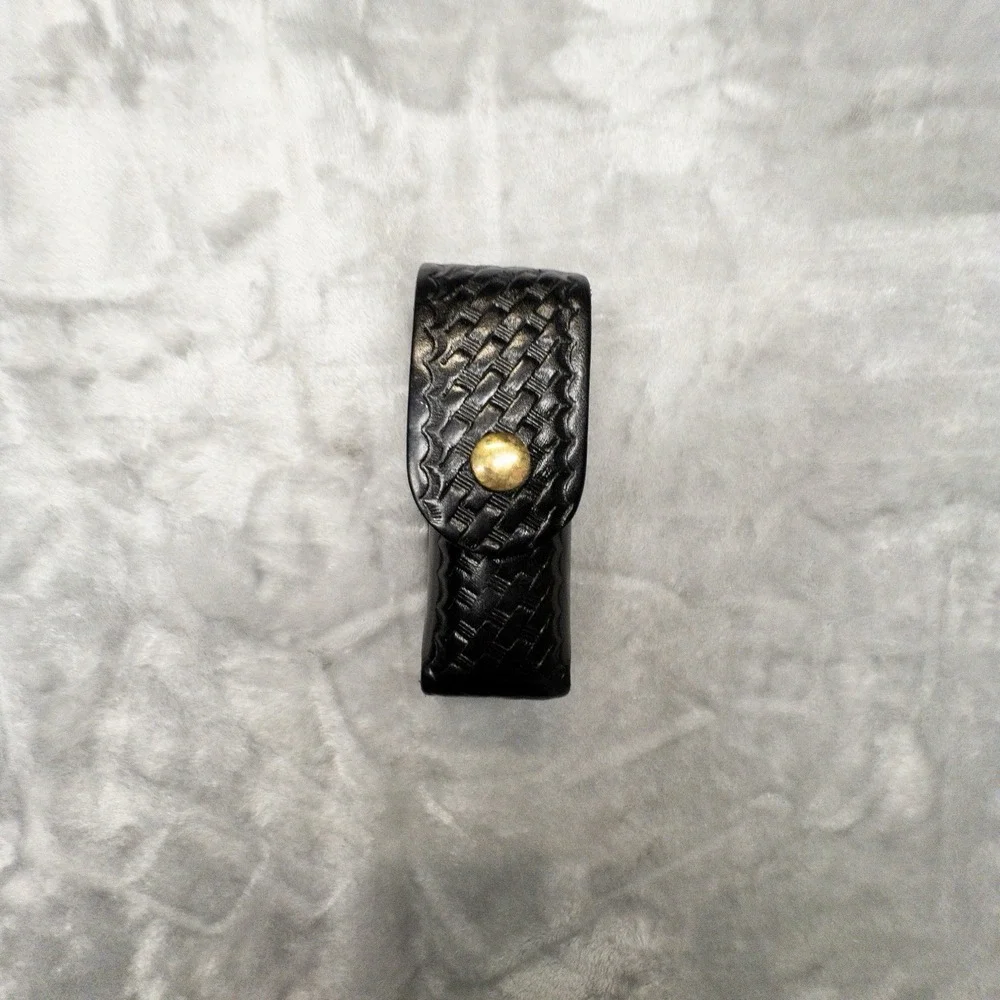 Boston Leather 5527 Black Basketweave Flashlight Mace Duty Belt Holster 5